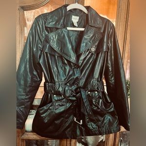 Chico’s Black Lightweight Short Trench Coat Jacket Size 1